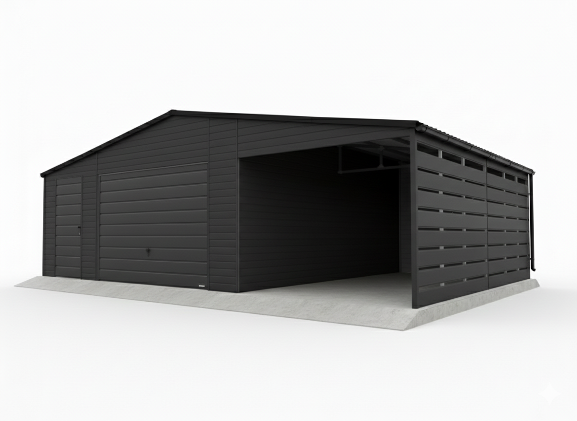 Garaż blaszany 6x6m z wiatą ażurową 3x6m!!! - obrazek 4