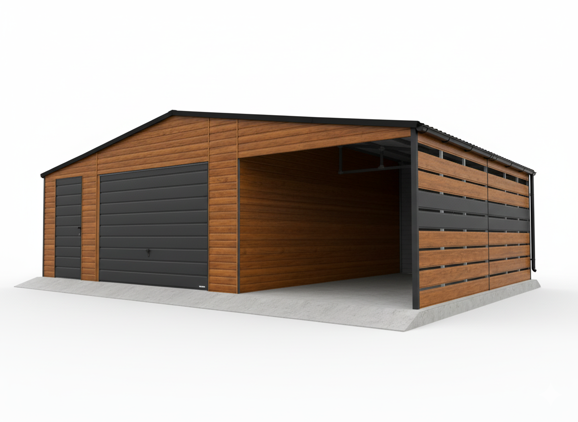 Garaż blaszany 6x6m z wiatą ażurową 3x6m!!! - obrazek 6