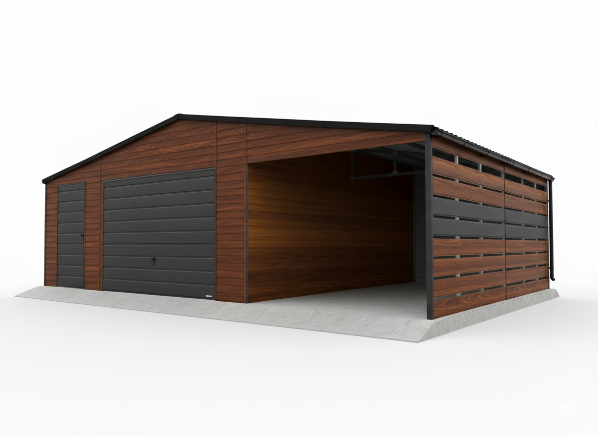 Garaż blaszany 6x6m z wiatą ażurową 3x6m!!! - obrazek 5