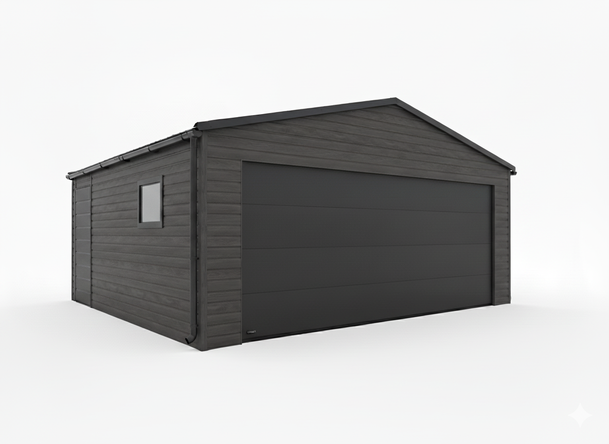 garaż blaszany z brama segmentowa